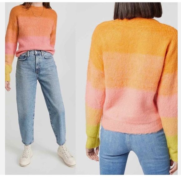 Free People Sweaters - Free People ombre peach sweater "Autumn Sky" Teddy Sweater